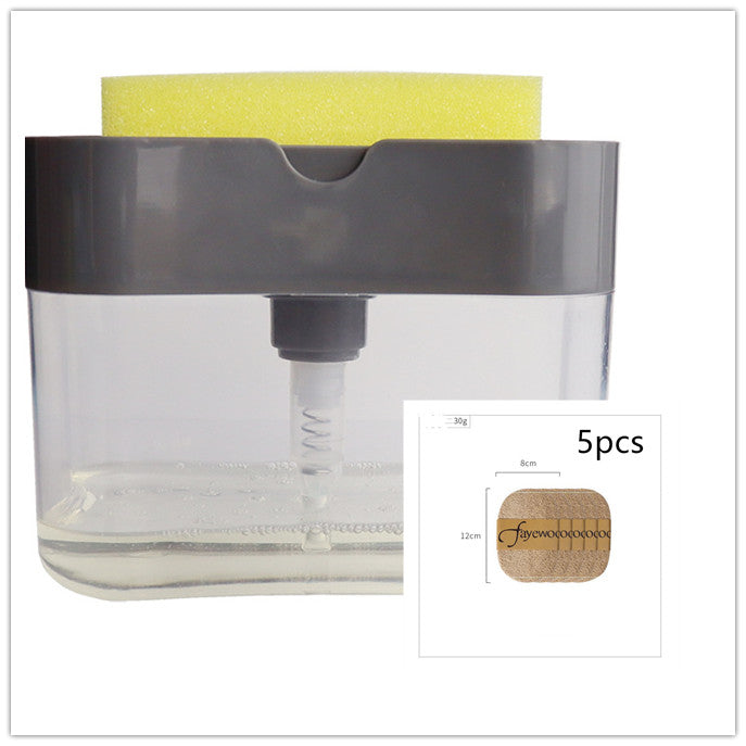 Automatic Dosing Soap Dispenser Sponge Caddy, 2-in-1 Push-Type