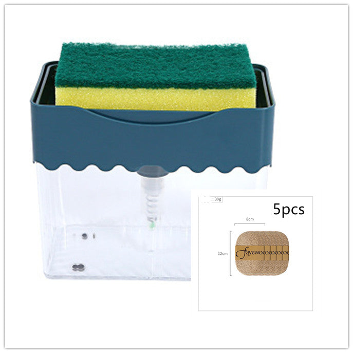 Automatic Dosing Soap Dispenser Sponge Caddy, 2-in-1 Push-Type