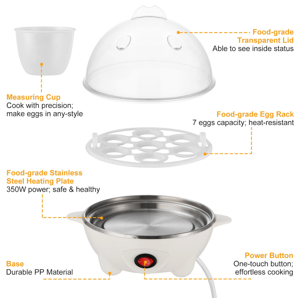 Electric Egg Cooker 7-Capacity | Hard-Boiled with Auto-Off