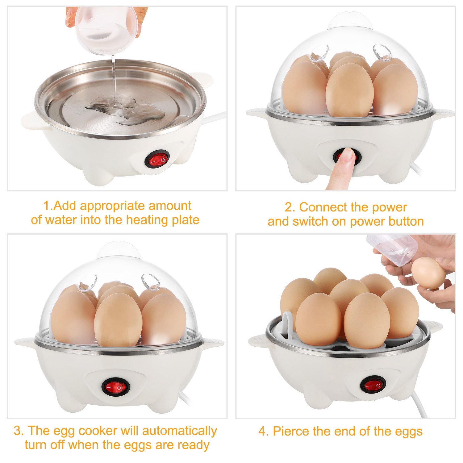 Electric Egg Cooker 7-Capacity | Hard-Boiled with Auto-Off