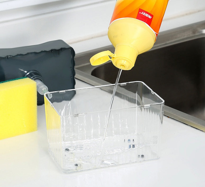 Automatic Dosing Soap Dispenser Sponge Caddy, 2-in-1 Push-Type