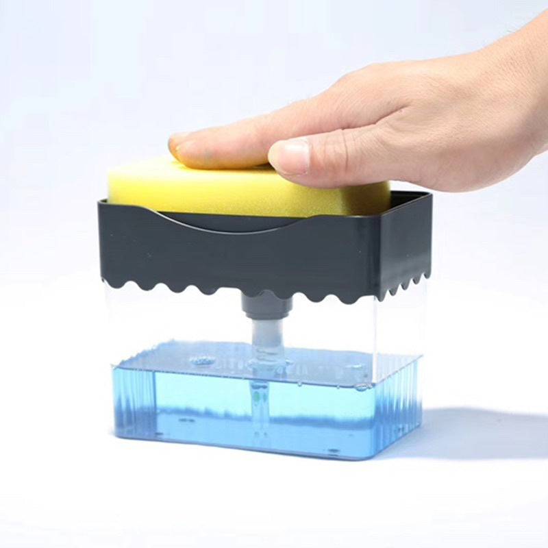 Automatic Dosing Soap Dispenser Sponge Caddy, 2-in-1 Push-Type
