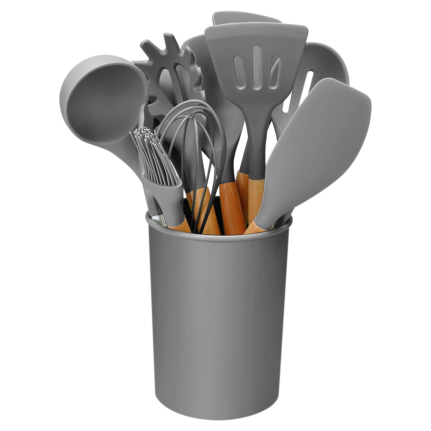Silicone Cooking Utensil Set With Holder - 11Pcs